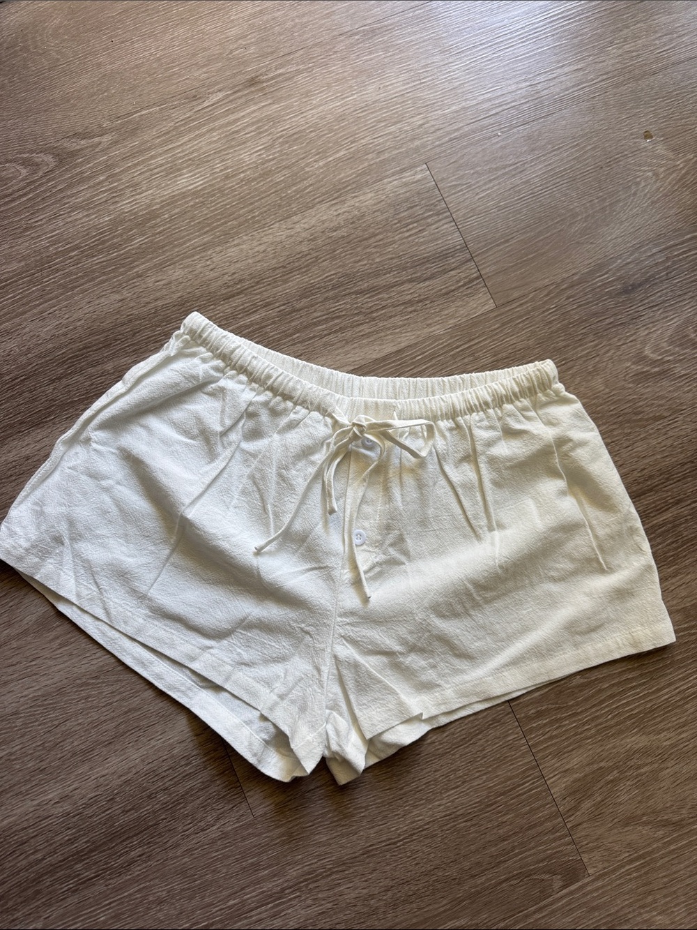 Women's White Drawstring Shorts